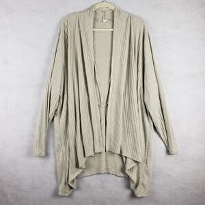 Maurices Women's 2X Lagenlook Asymmetrical Open‎ Cardigan Beige Neutral Casual